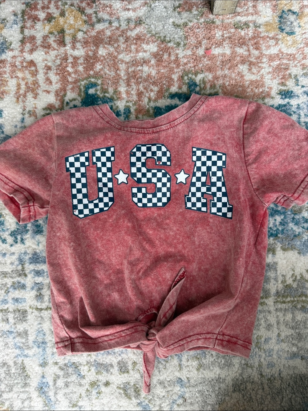 Made by Molly Kids USA Graphic Tie-Front Tee - Red 3T